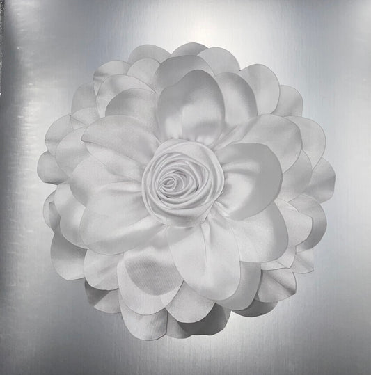 Uninterrupted White Satin Silk Flower Brooch